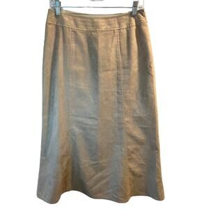 Liz Claiborne, khaki camel faux suede lined long maxi skirt, women's 8p